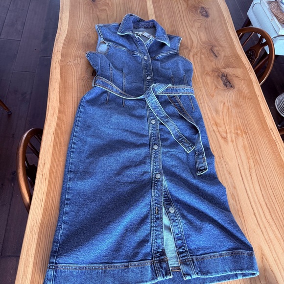 RW&CO. Blue Denim Sleeveless Button Front Dress - Picture 3 of 4